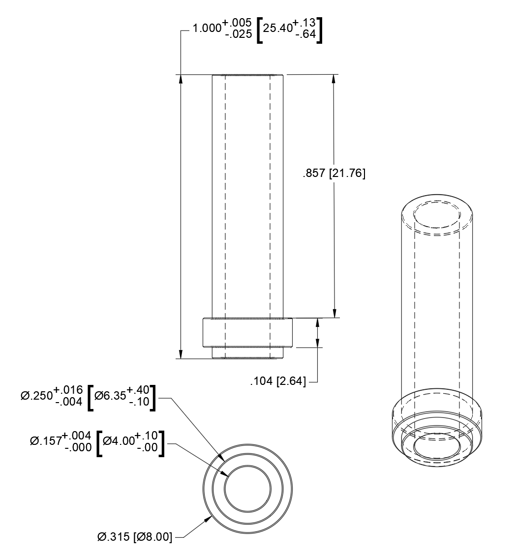 Aluminum 4mm ID, 1 inch Wheel Bushings (1 Pair)