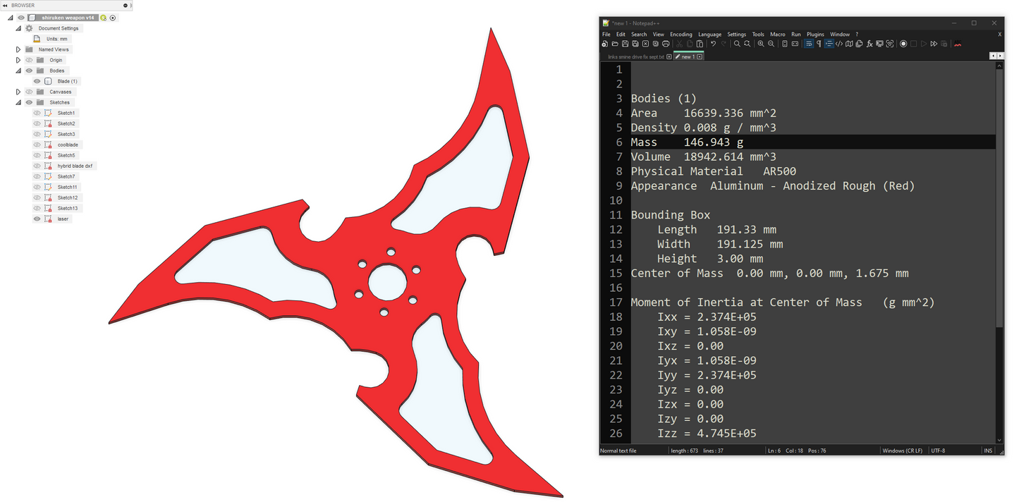 Shuriken Blade CAD Design (Mini Mulcher's Main Weapon!)