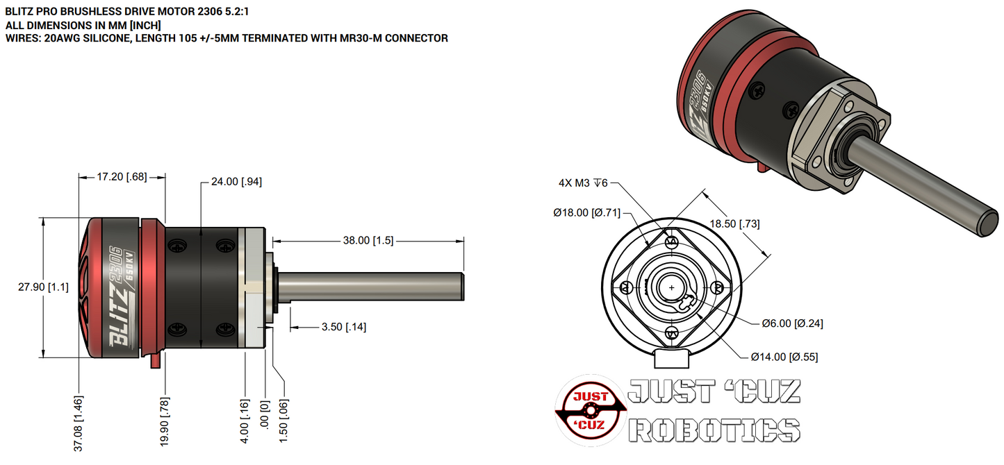 Blitz Pro 2306 - Brushless Bulletproof 24mm Gearmotors