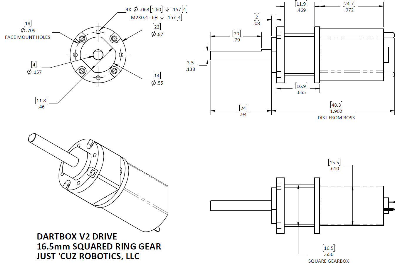 DartBox V2 Drive - Lightweight, Ultra Powerful 22mm Gearmotors DartBox V2 Drive - Lightweight, Ultra Powerful 22mm Gearmotors