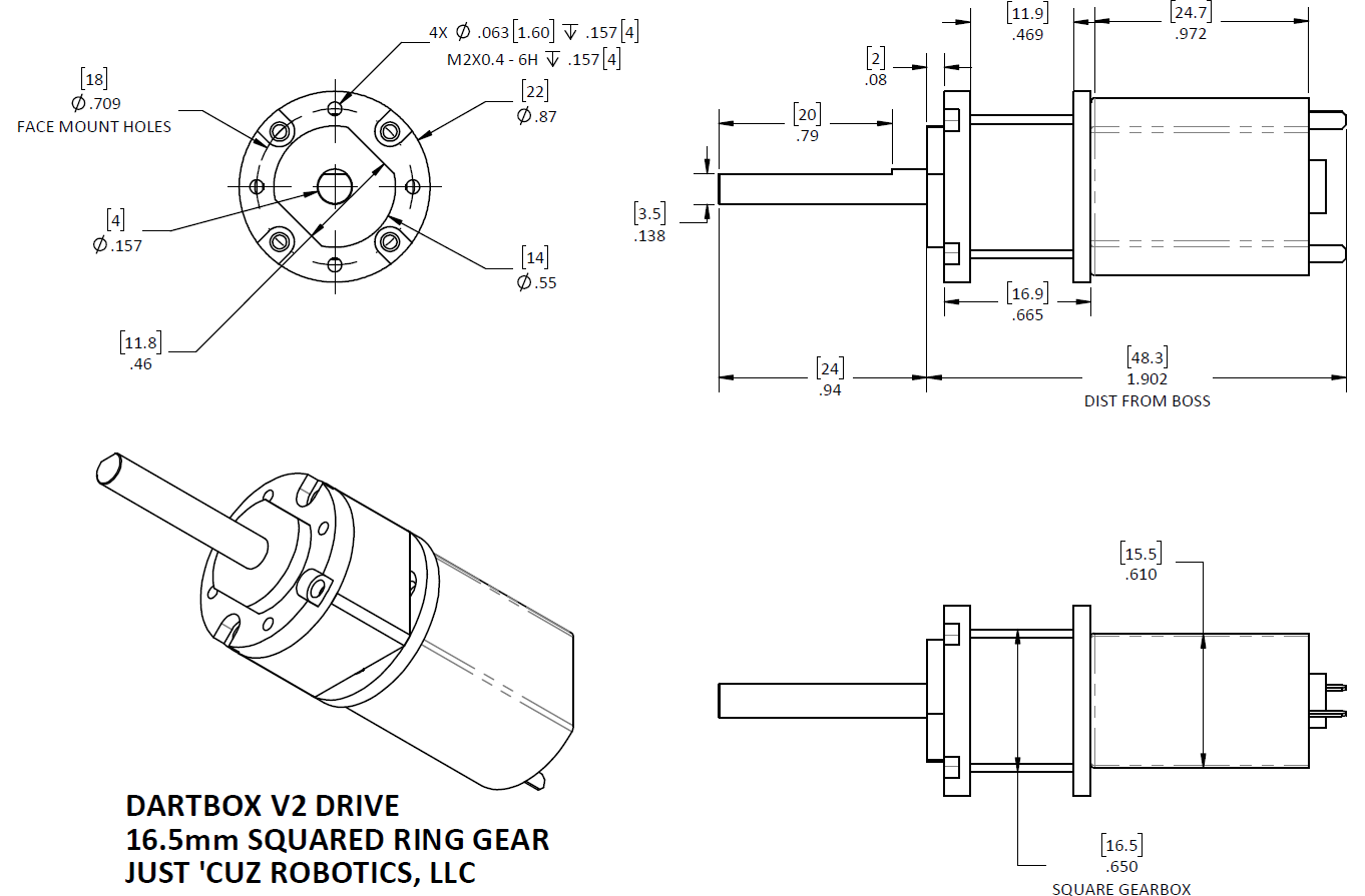 DartBox V2 Drive - Lightweight, Ultra Powerful 22mm Gearmotors